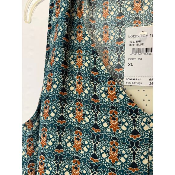 Daniel Rainn Sheer Blue Floral Blouse Sleeveless V Neck Size XL NWT MSRP $68.00 - Picture 5 of 6